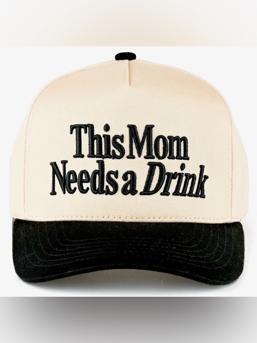 CC Boutique Beige and Black 'This Mom Needs a Drink' Trucker Hat
